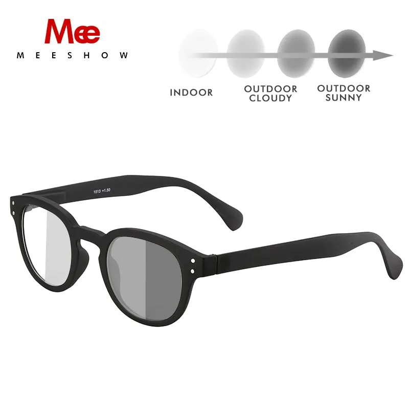 Meeshow Women's Full Rim Square Polycarbonate Myopic Photochromic Reading Glasses 1513