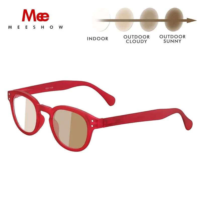 Meeshow Women's Full Rim Square Polycarbonate Myopic Photochromic Reading Glasses 1513