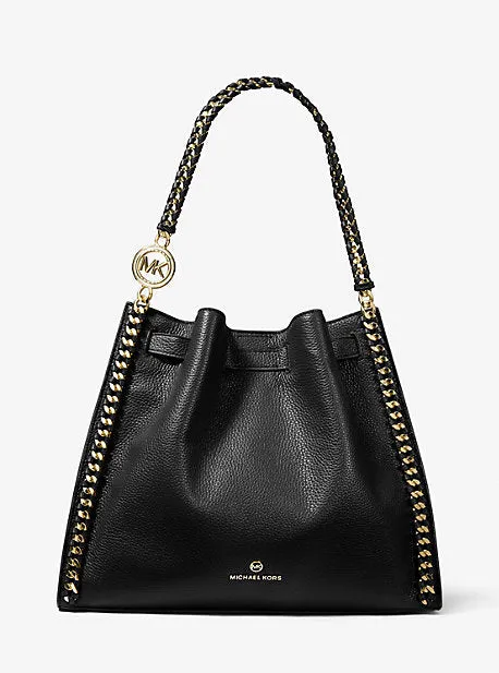 Mina Large Pebbled Leather Shoulder Bag