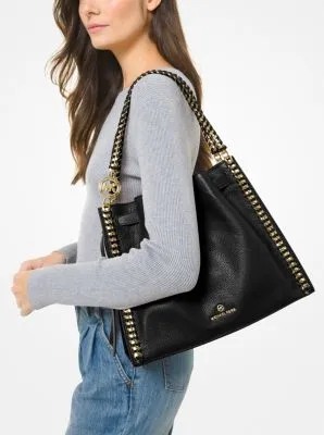 Mina Large Pebbled Leather Shoulder Bag