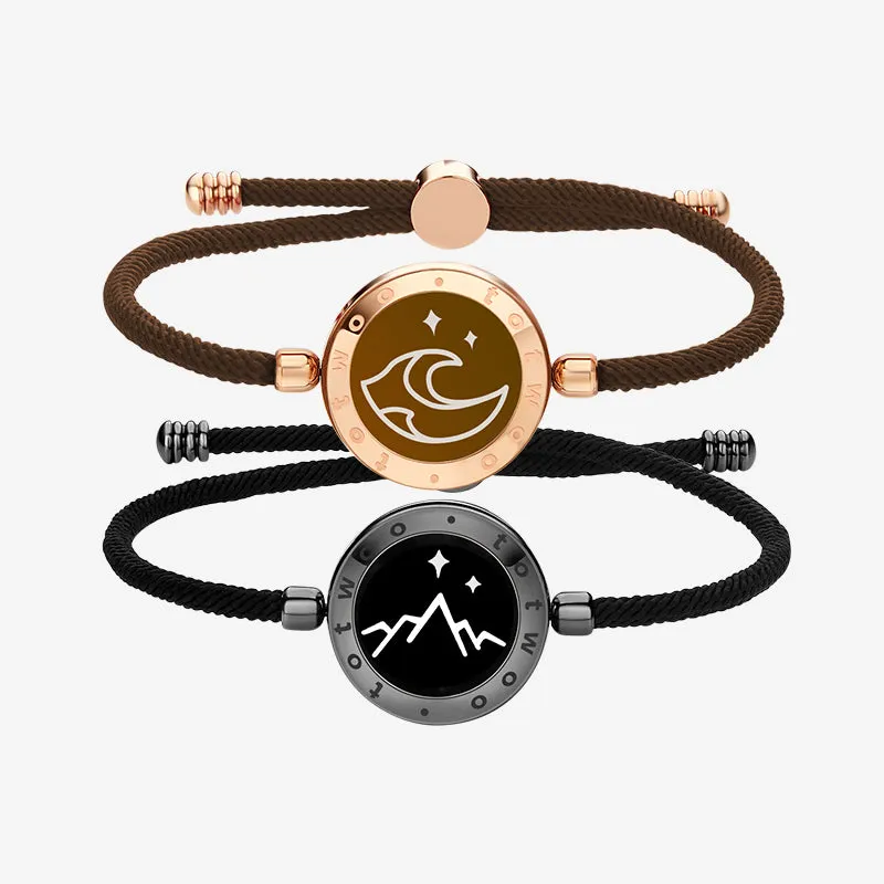 Mountain & Sea Touch Bracelets with Milan Rope (Black Rose Gold)