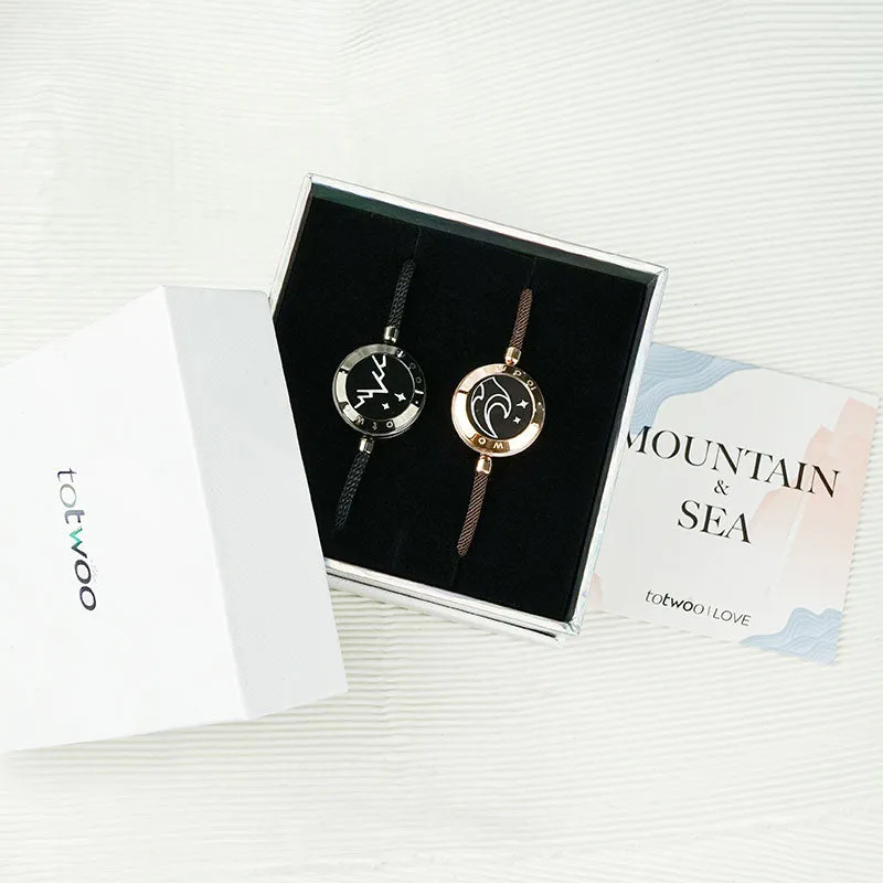 Mountain & Sea Touch Bracelets with Milan Rope (Black Rose Gold)