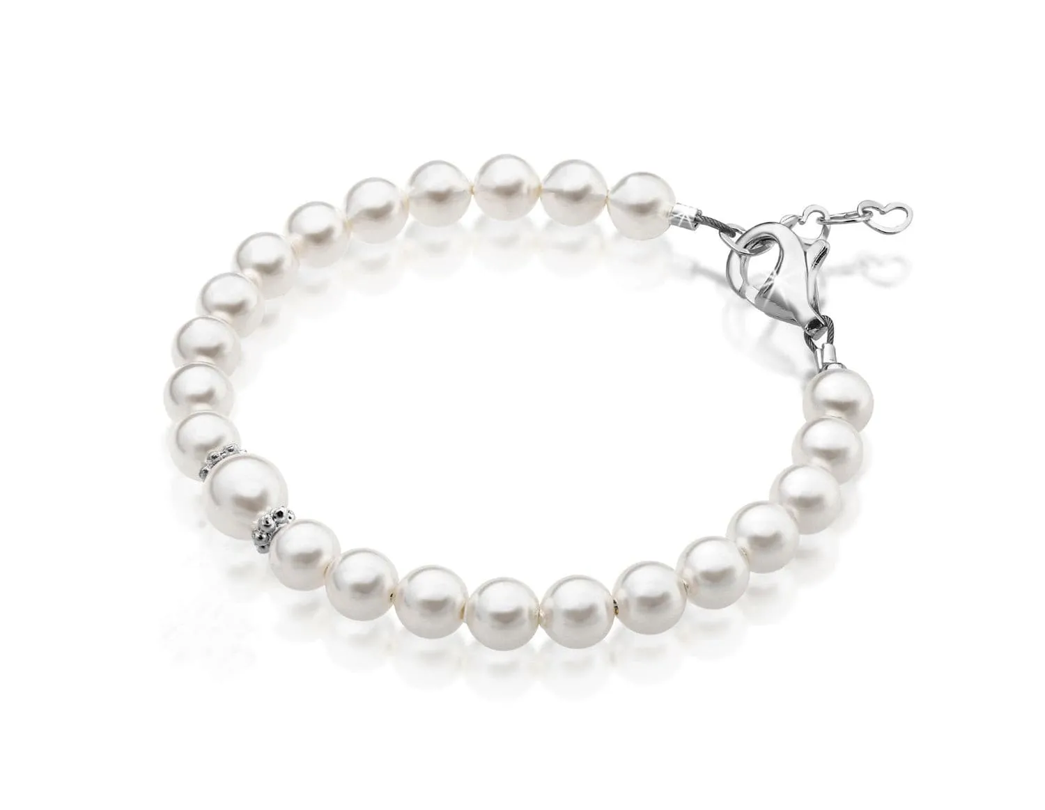 NewBorn Baby Girl Bracelet with White Pearl & Silver Daises der