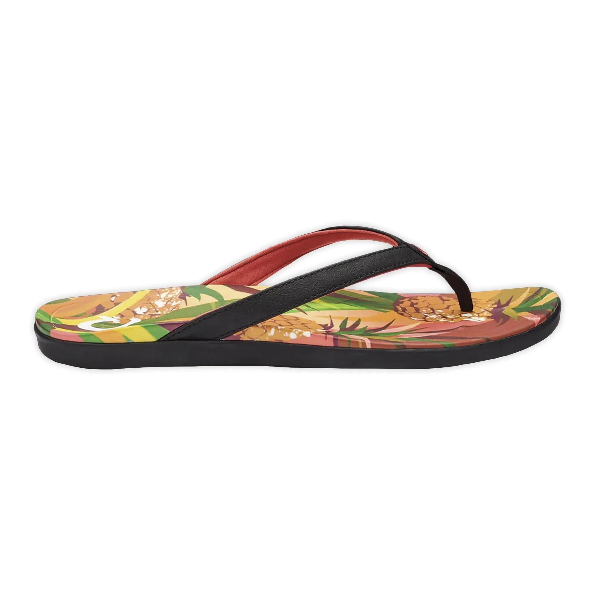 OluKai "Ho'opio" Women's Sandal- Black with Pineapple Print