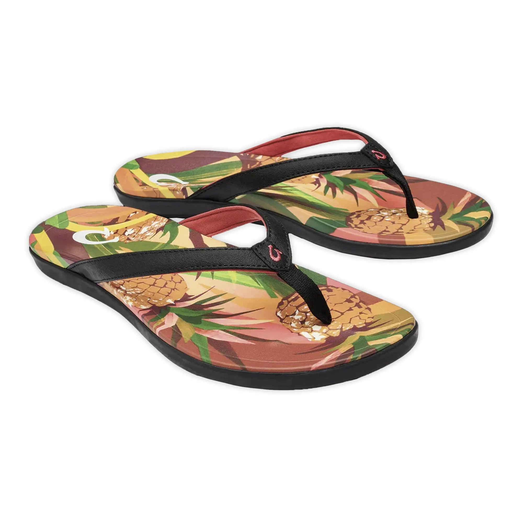 OluKai "Ho'opio" Women's Sandal- Black with Pineapple Print