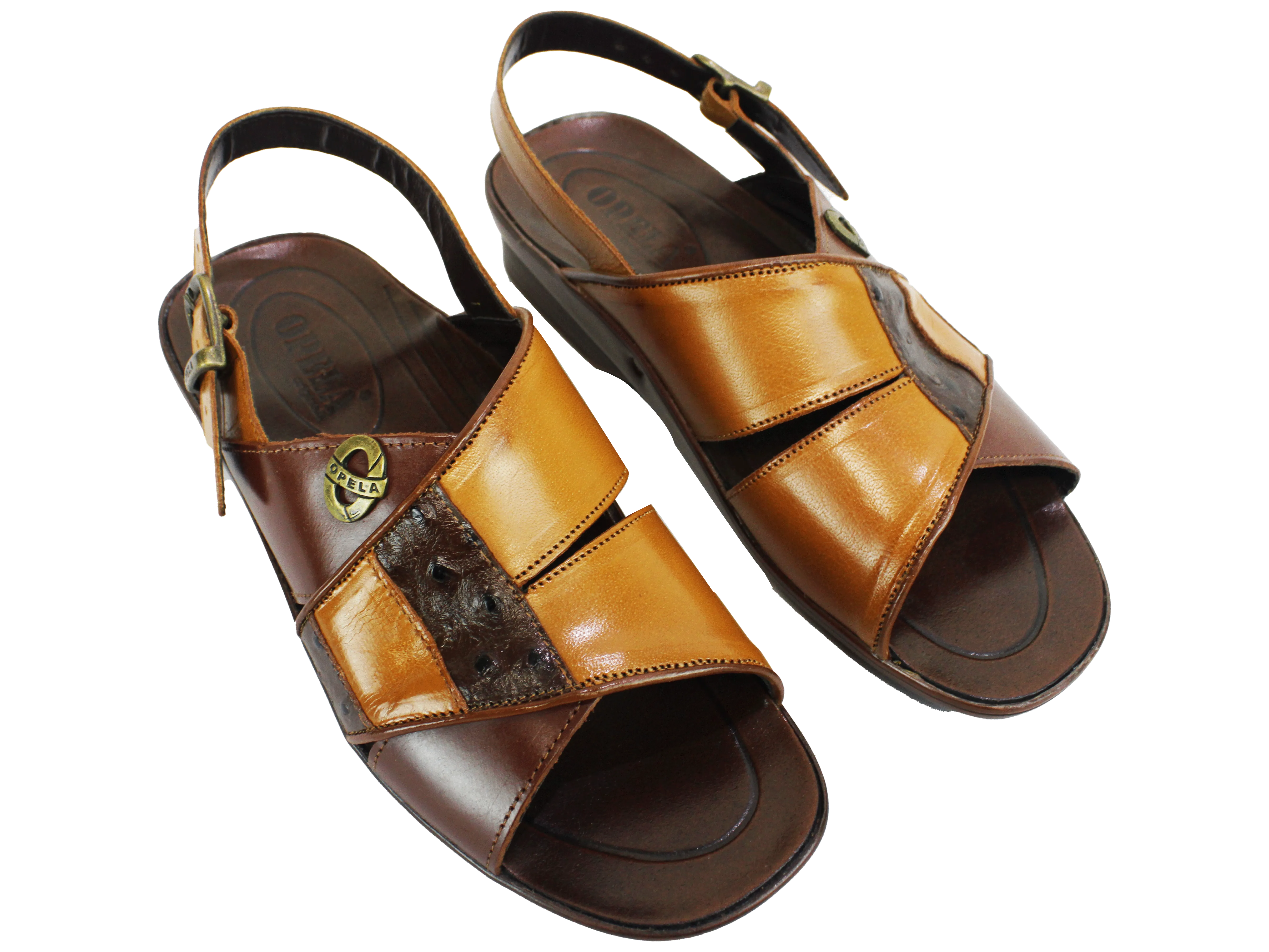 OPELA Leather Cognac Wheat Sandal