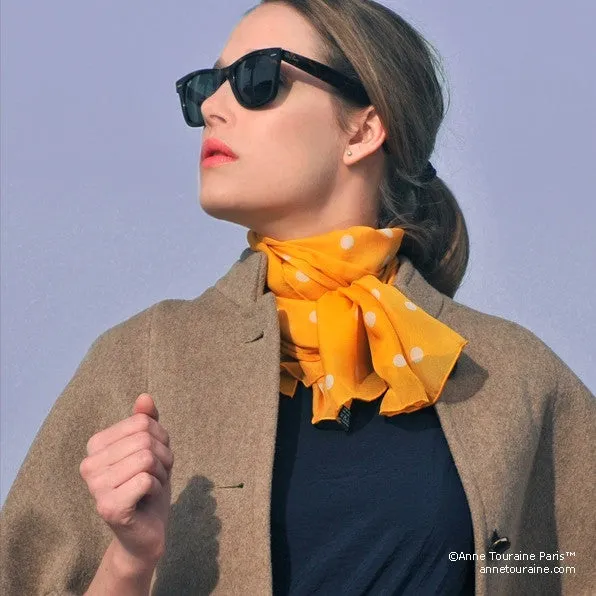 ORANGE POLKA DOT SCARF - 67x26"