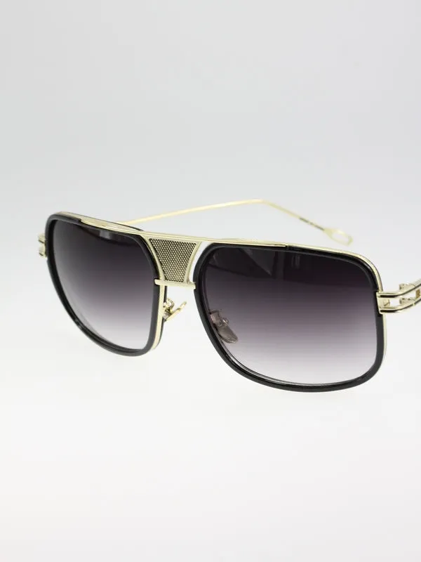 Over Size Metal Frame Tint  Square Sunglasses