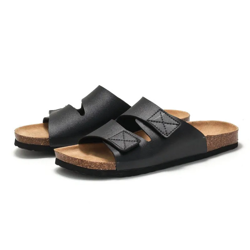 Pre Order:  Velcro Strap Leather Beach Sandals