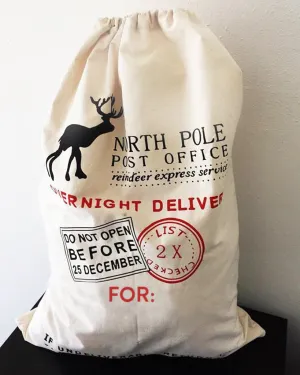 Printed North Pole Canvas Santa Sacks