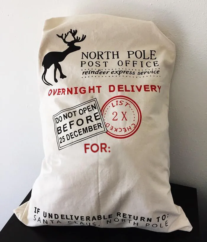 Printed North Pole Canvas Santa Sacks