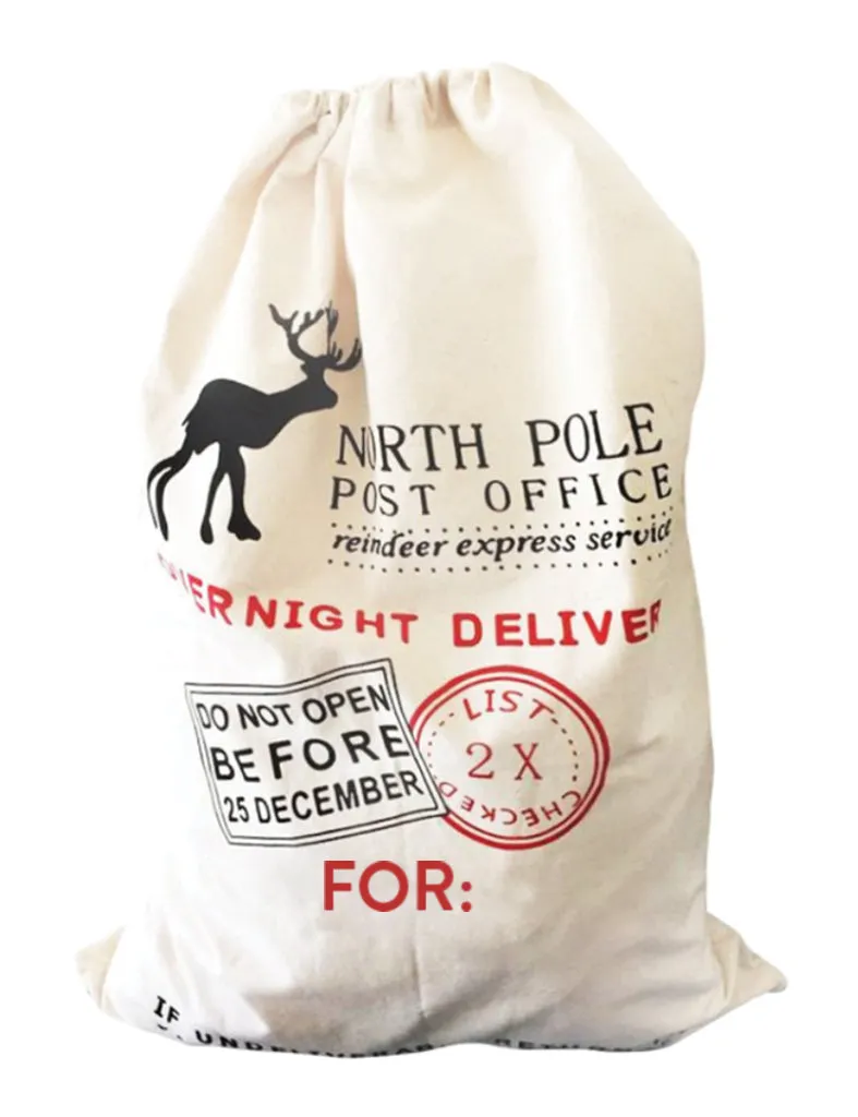 Printed North Pole Canvas Santa Sacks