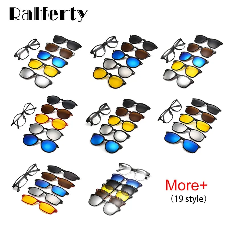 Ralferty Magnet Sunglasses Men Women Luxury Brand Polarized Uv400 5 In 1 Clip On Grade Glasses Frame