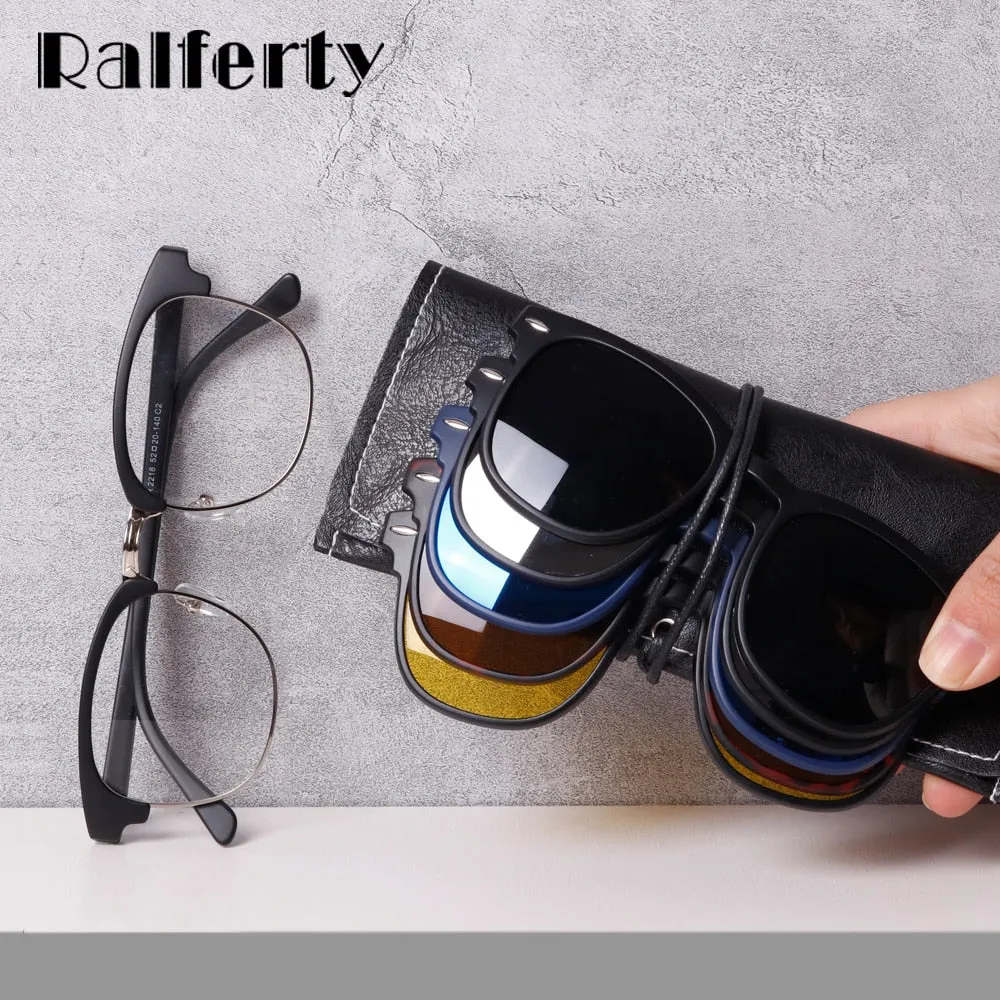 Ralferty Magnet Sunglasses Men Women Luxury Brand Polarized Uv400 5 In 1 Clip On Grade Glasses Frame