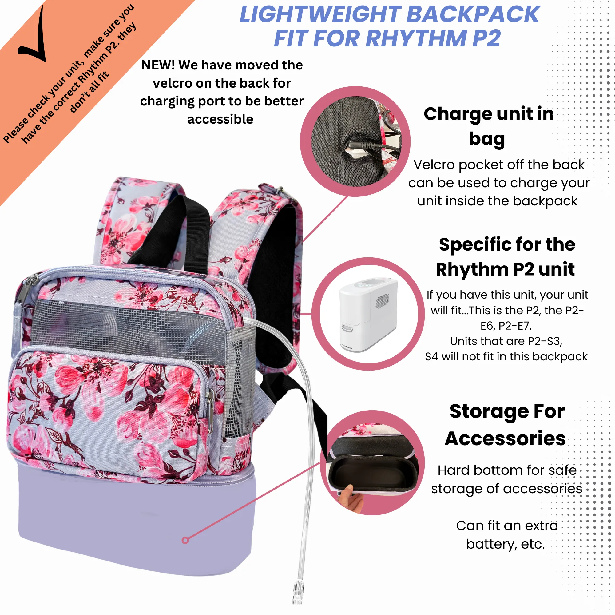 Rhythm Healthcare P2 Lightweight Backpack w/room for P2 accessories - Floral