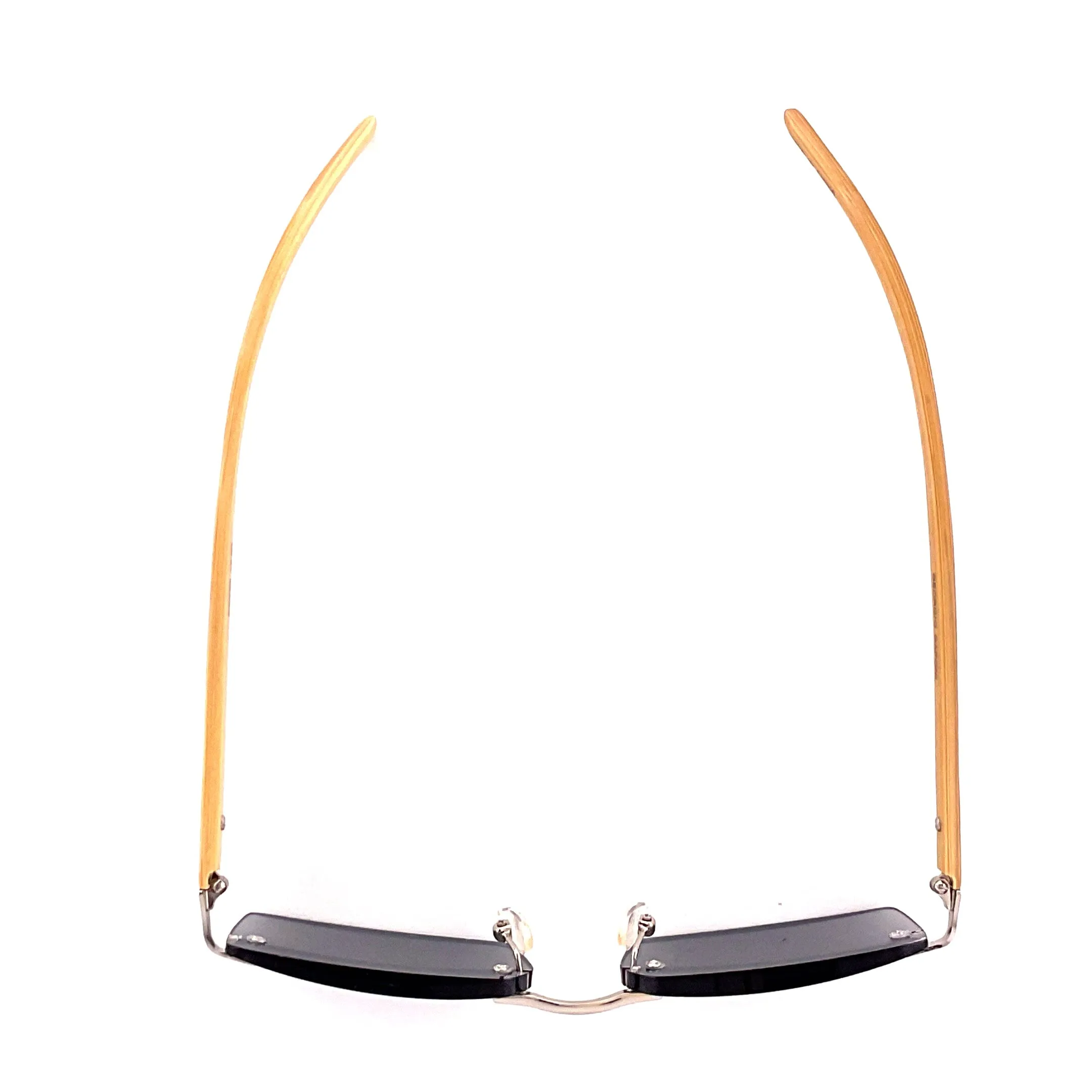 Rimless Fully Magnified Rectangular Frame Bamboo Sunglass Readers With Box