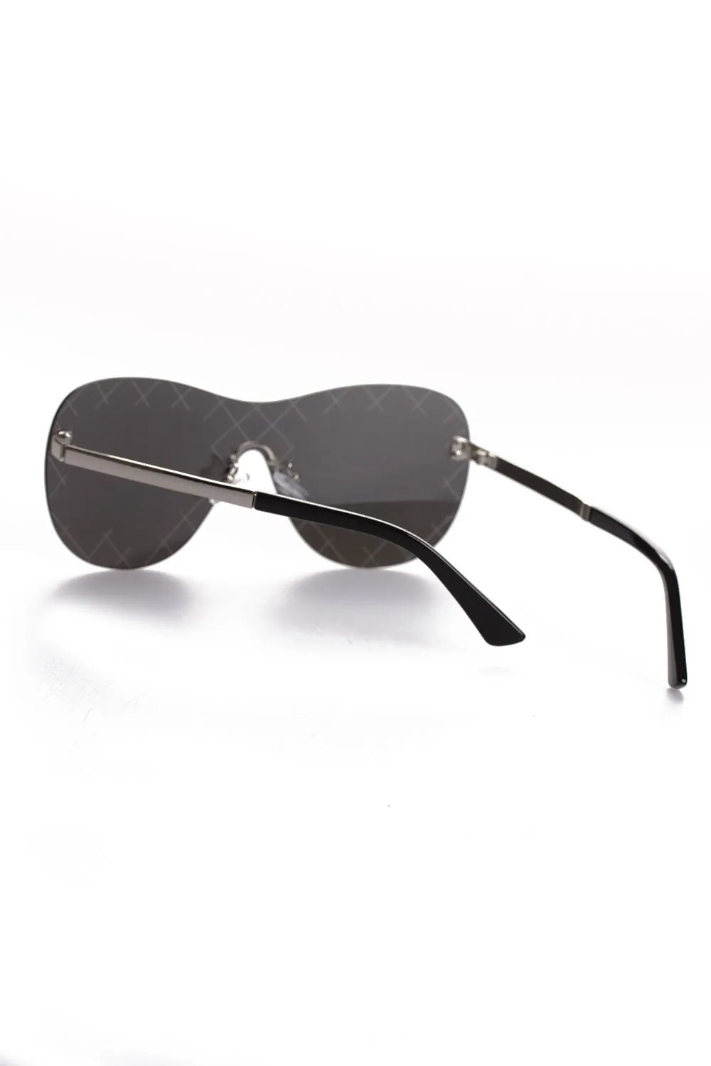 Rimless Shield Cross Pattern Sunglasses