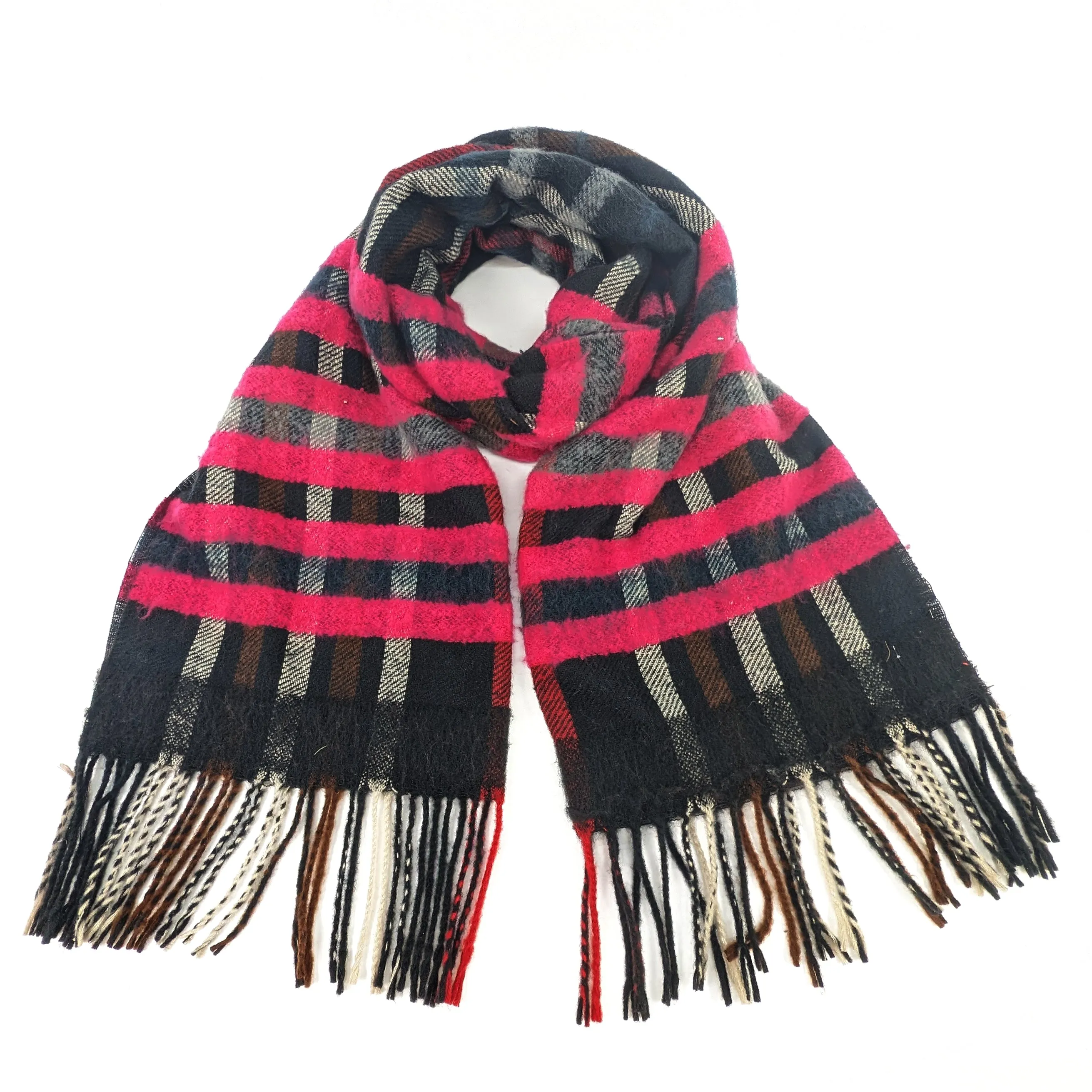 Ruen - Check Unisex Scarf (60x200cm) - Black/Pink