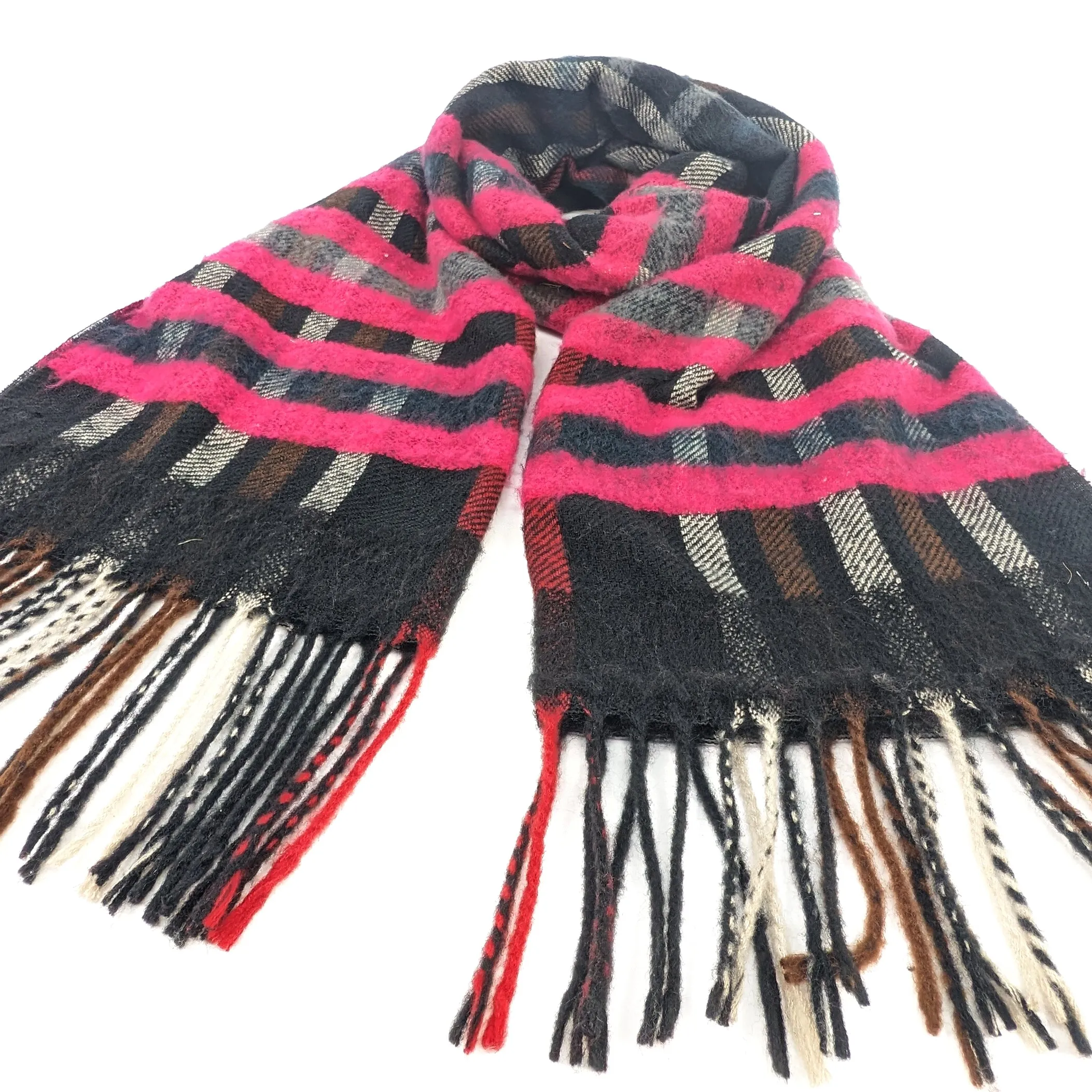 Ruen - Check Unisex Scarf (60x200cm) - Black/Pink