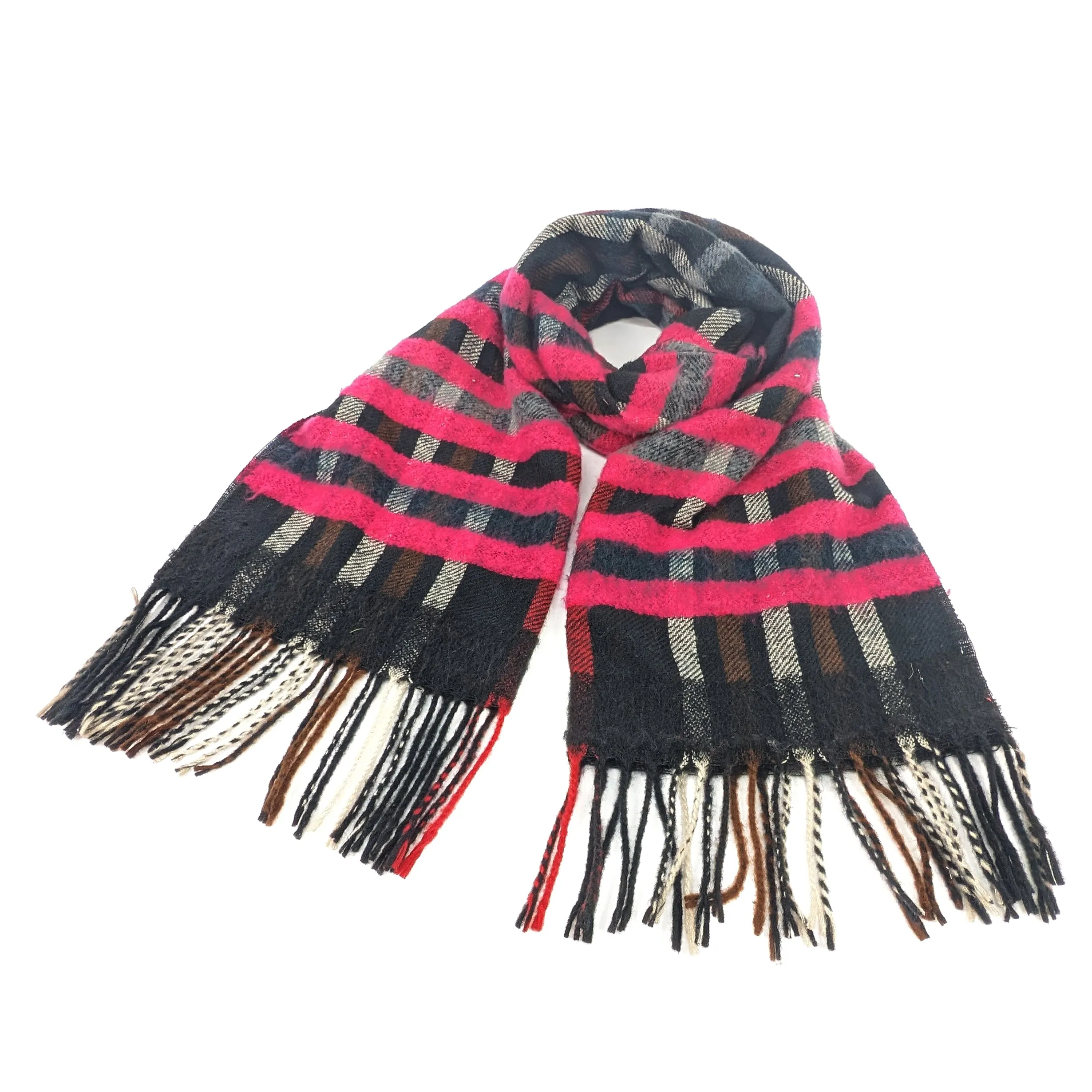 Ruen - Check Unisex Scarf (60x200cm) - Black/Pink