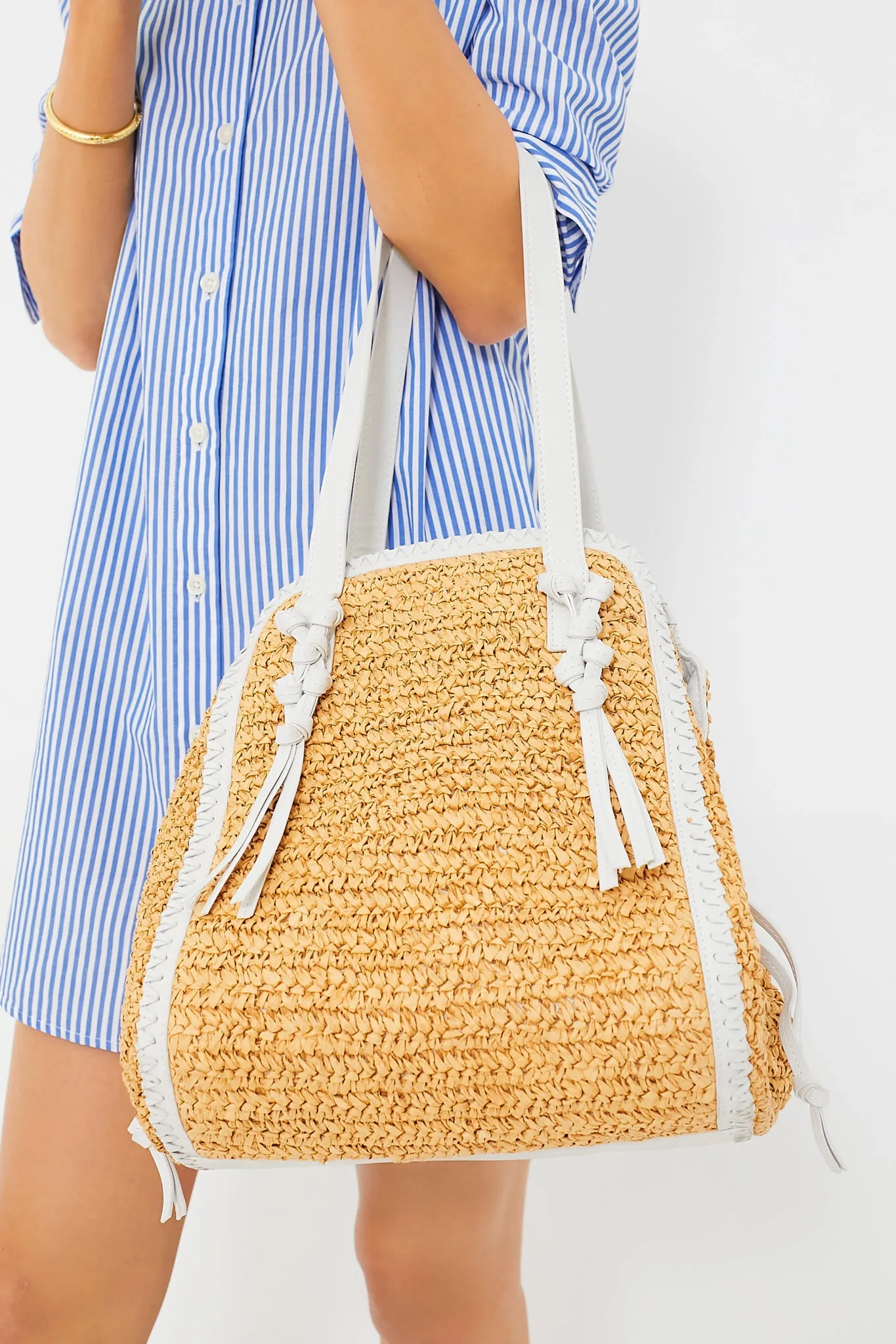 Sand White Irina Large Satchel