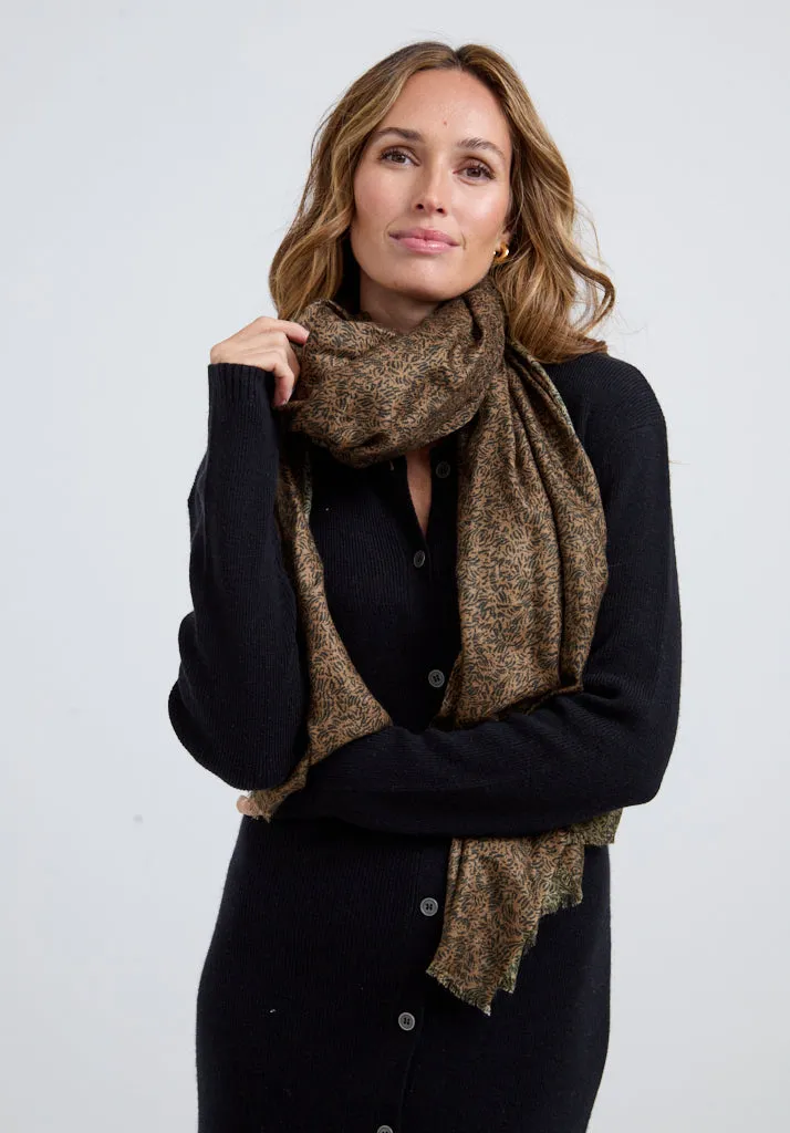 Sasha Oversized Floral Printed Scarf In Brown