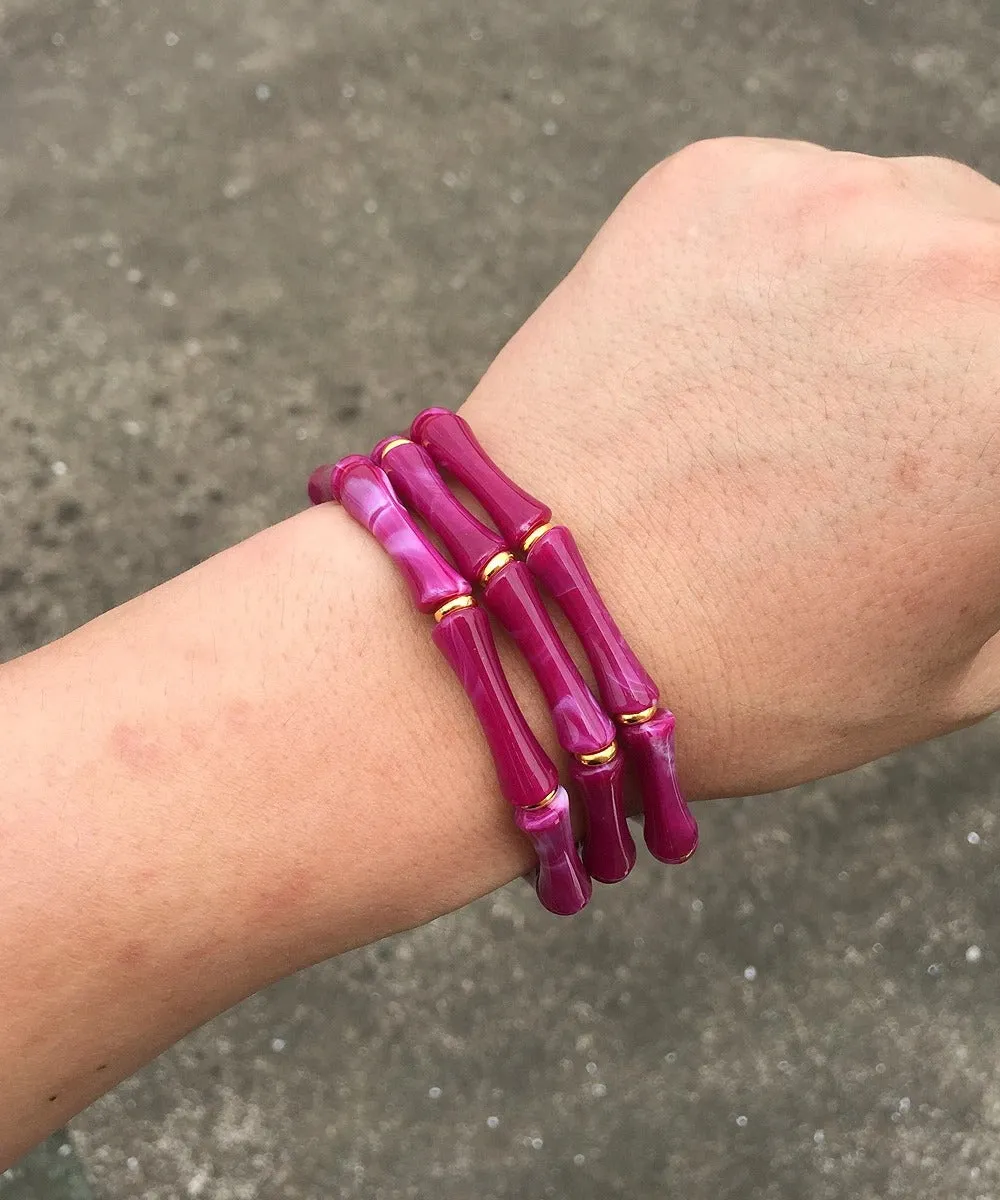 Set of 3 Marble Resin Gold Link Bangles