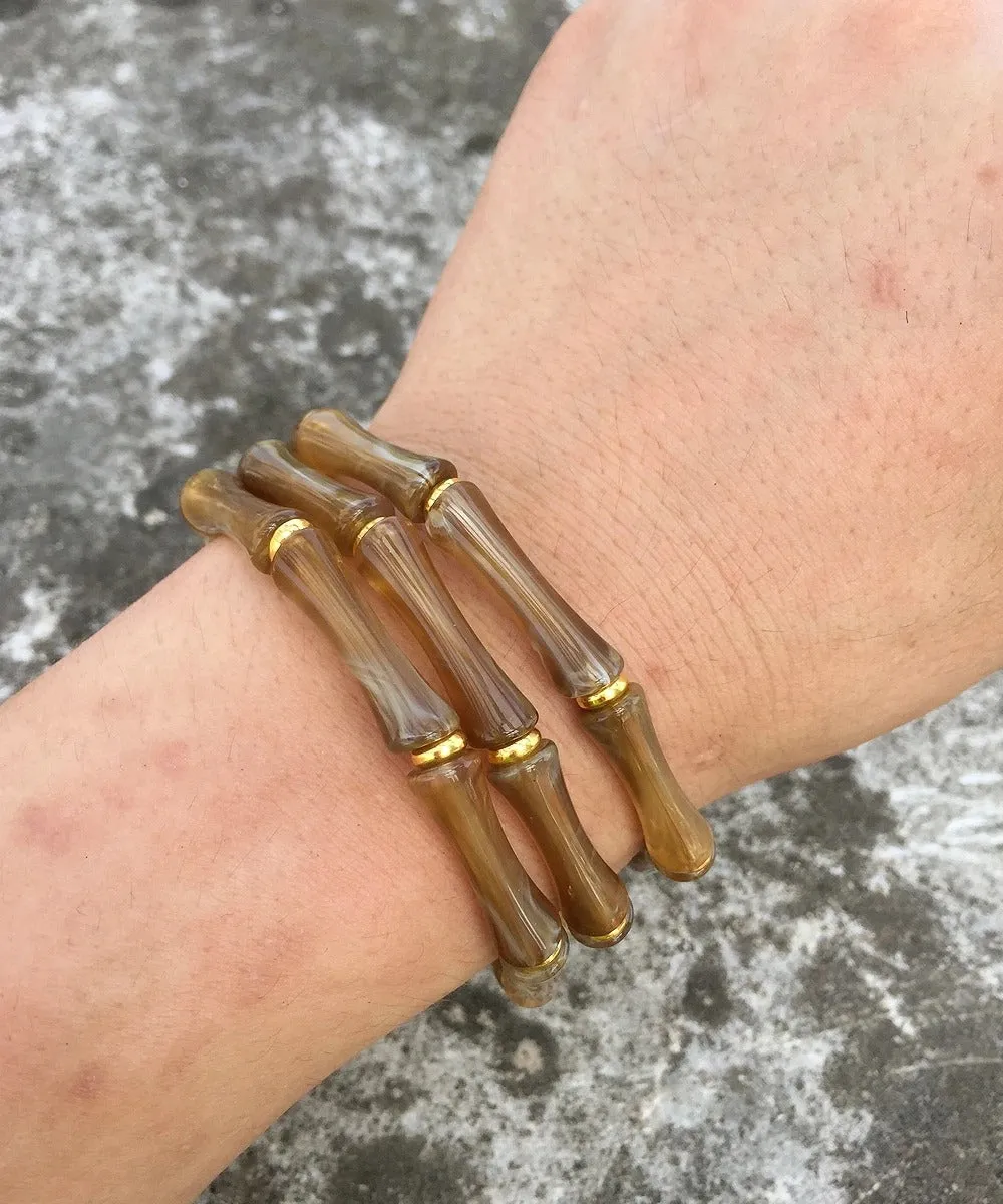 Set of 3 Marble Resin Gold Link Bangles