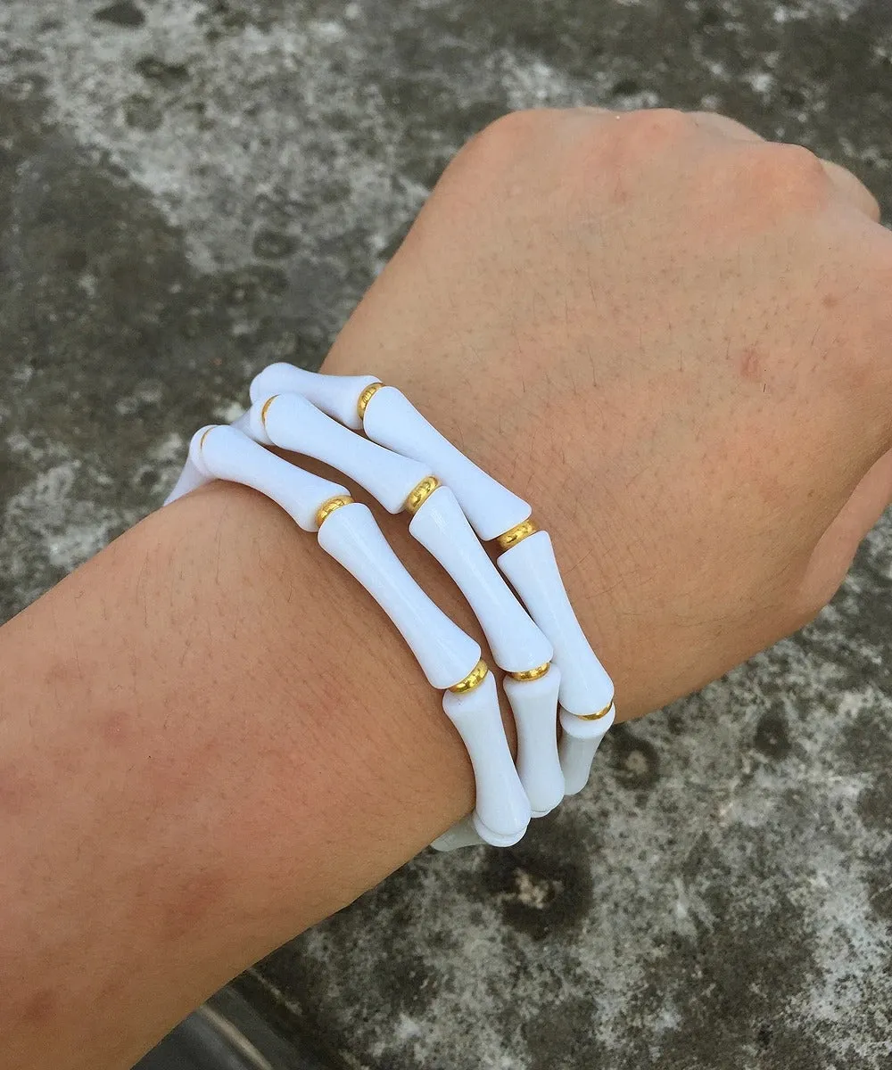 Set of 3 Marble Resin Gold Link Bangles