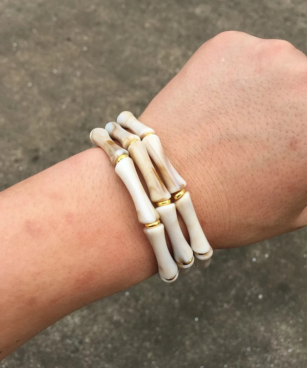 Set of 3 Marble Resin Gold Link Bangles