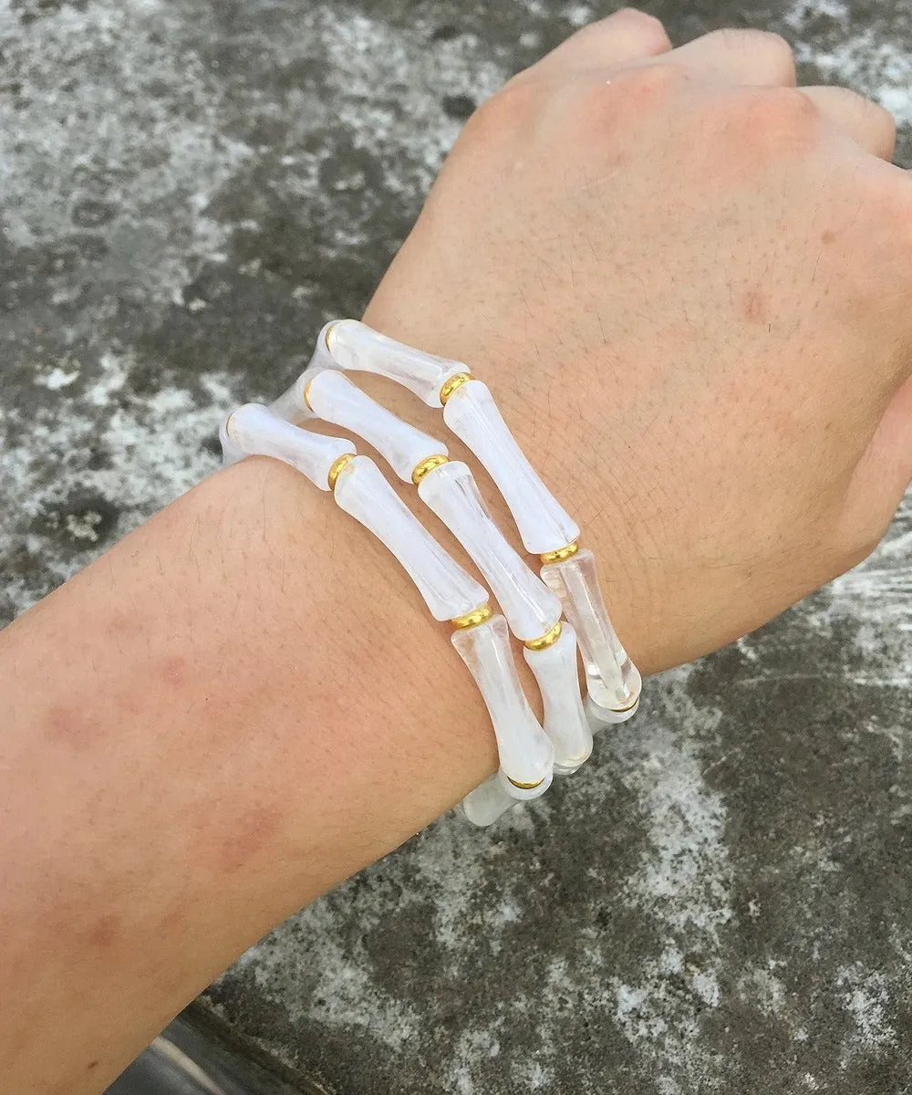 Set of 3 Marble Resin Gold Link Bangles