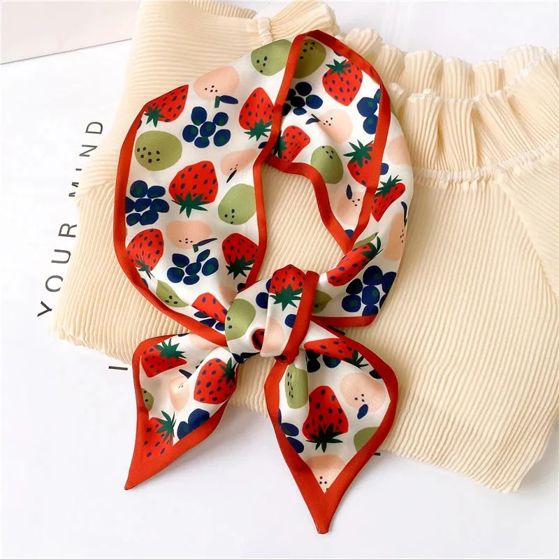 Silk Scarf Printed Tie Hair Ribbons