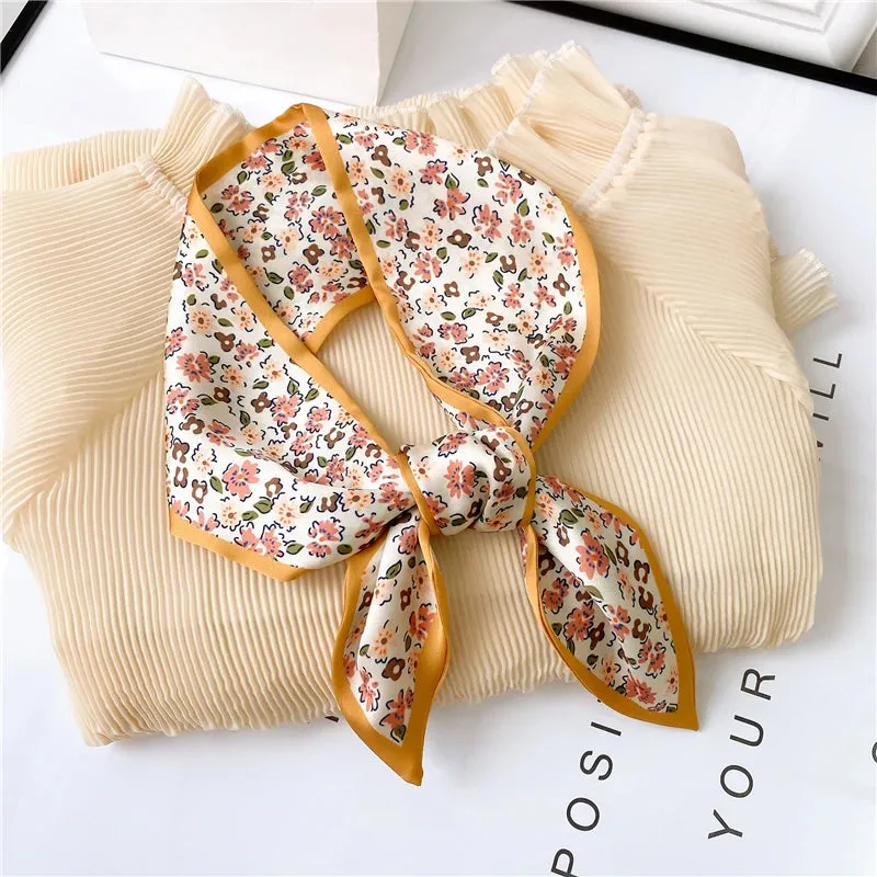 Silk Scarf Printed Tie Hair Ribbons