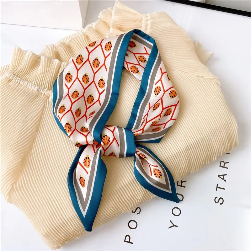 Silk Scarf Printed Tie Hair Ribbons