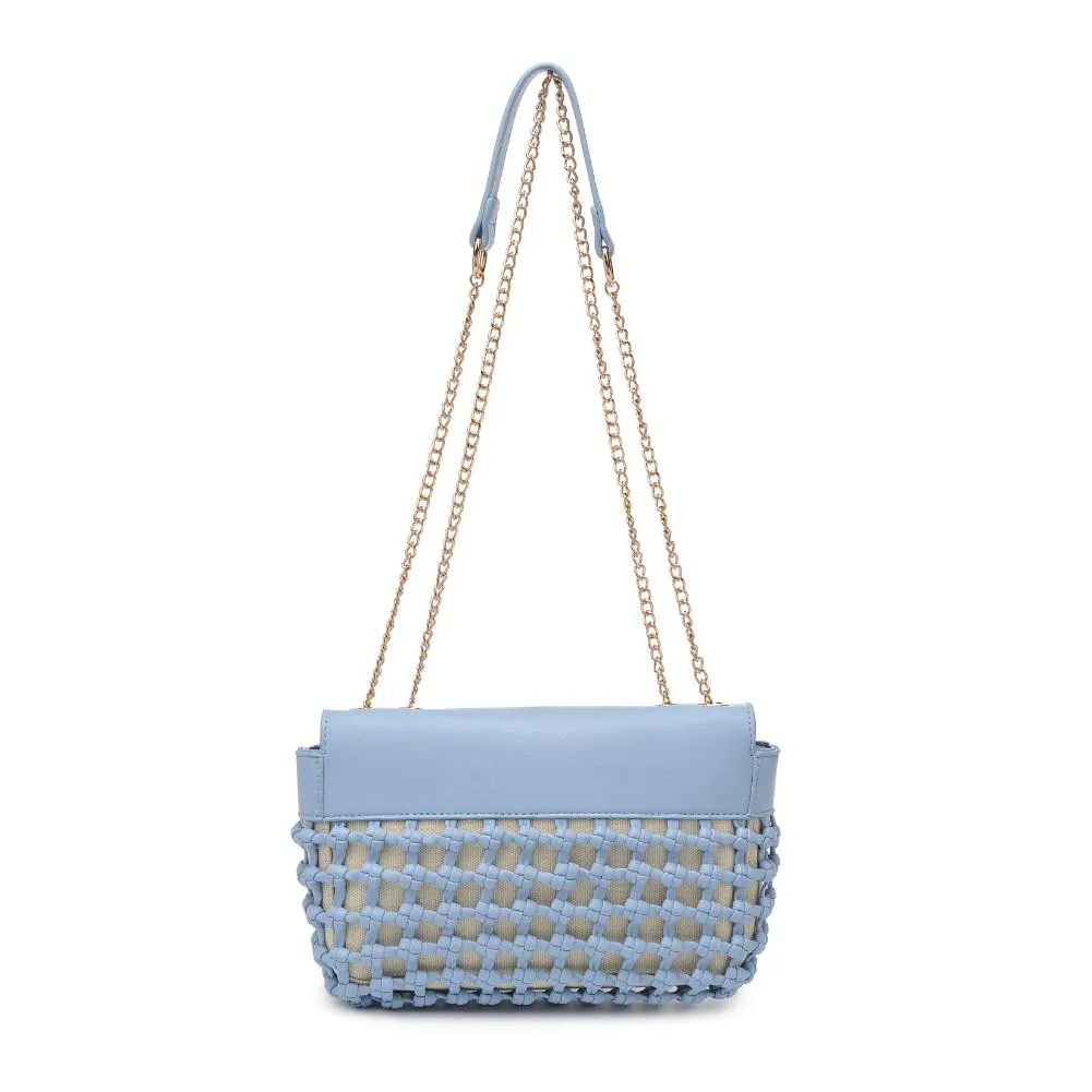 SKY BLUE VEGAN LEATHER BRAIDED CROSSBODY