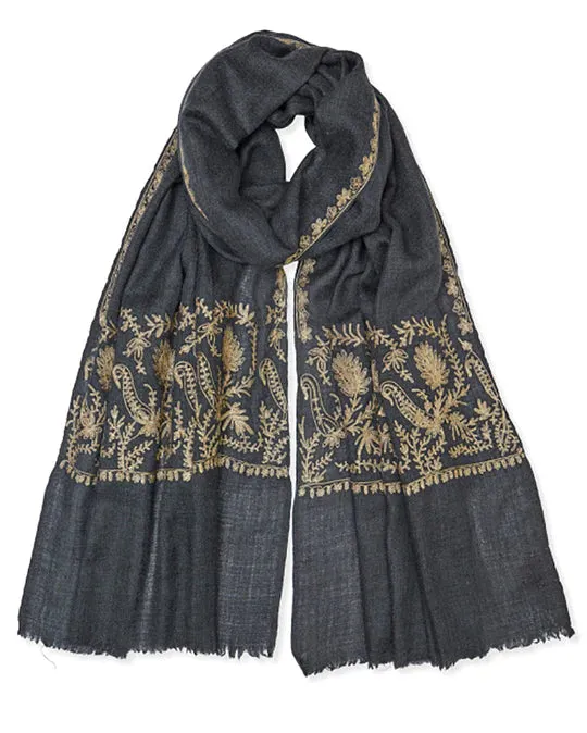 Somerville Scarves Stitched Gold Border Pashmina