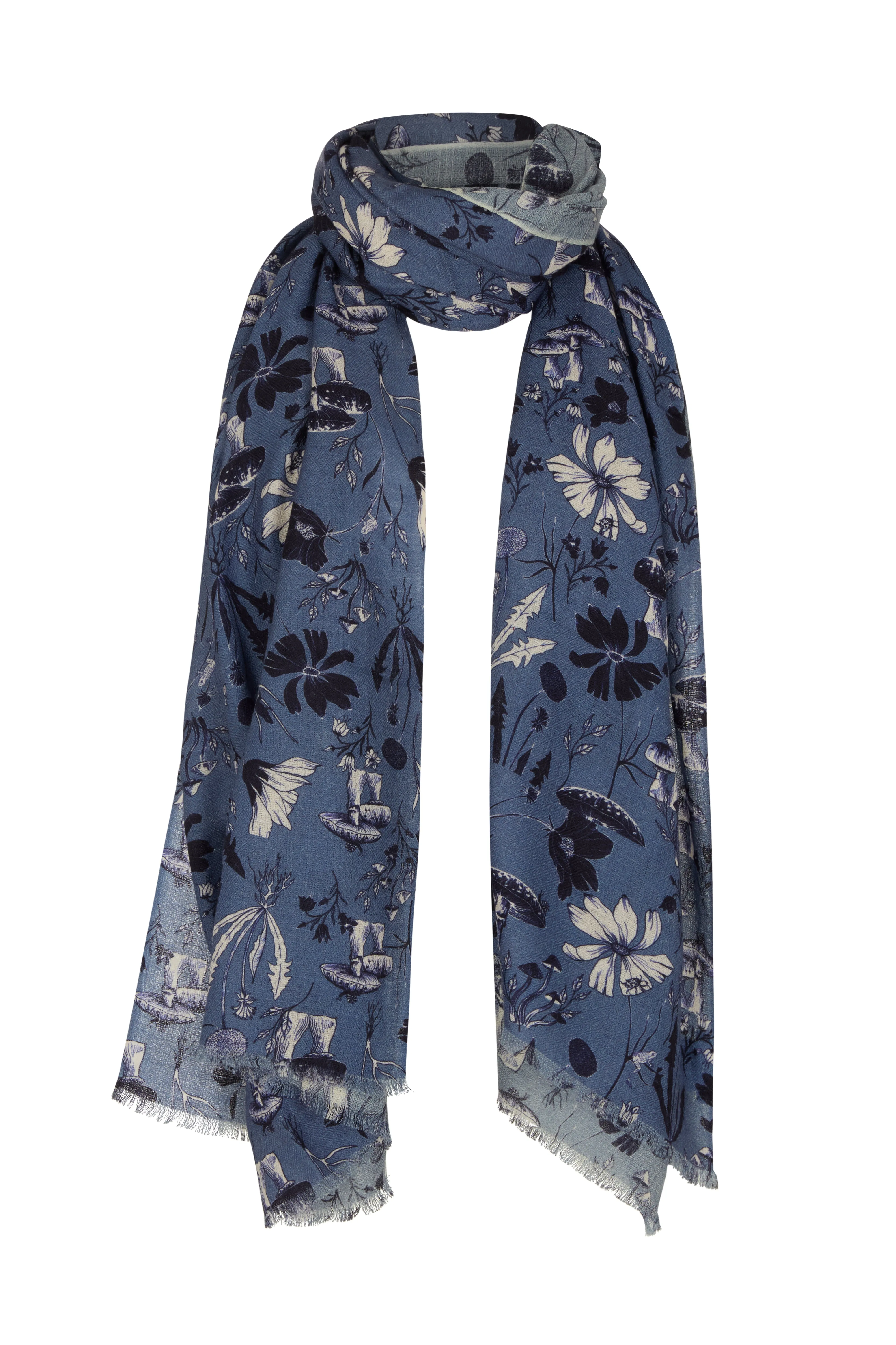 Sorella Oversized Floral Printed Scarf In Blue