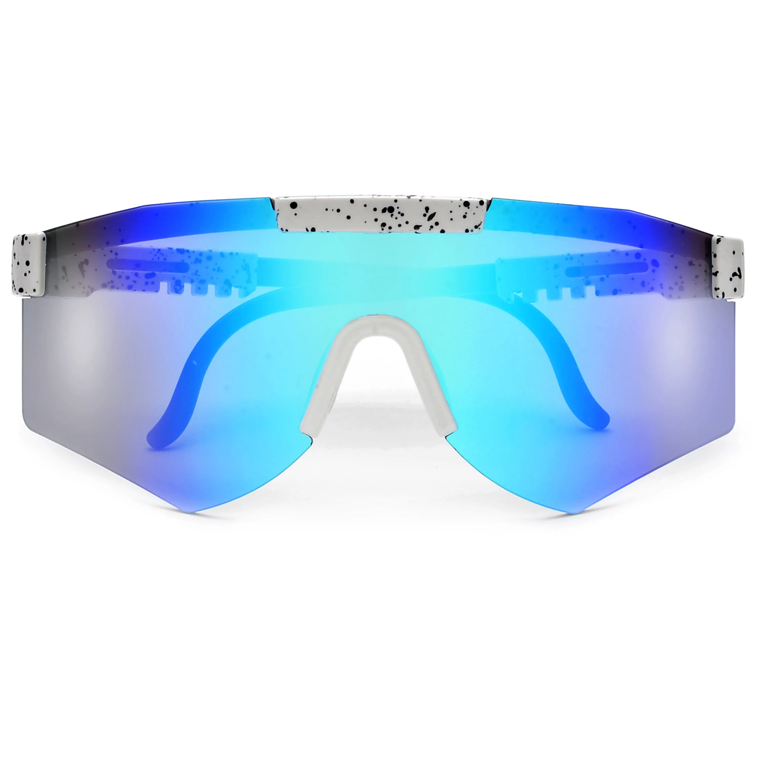 Sporty Rimless Paint Splatter Frame Shields