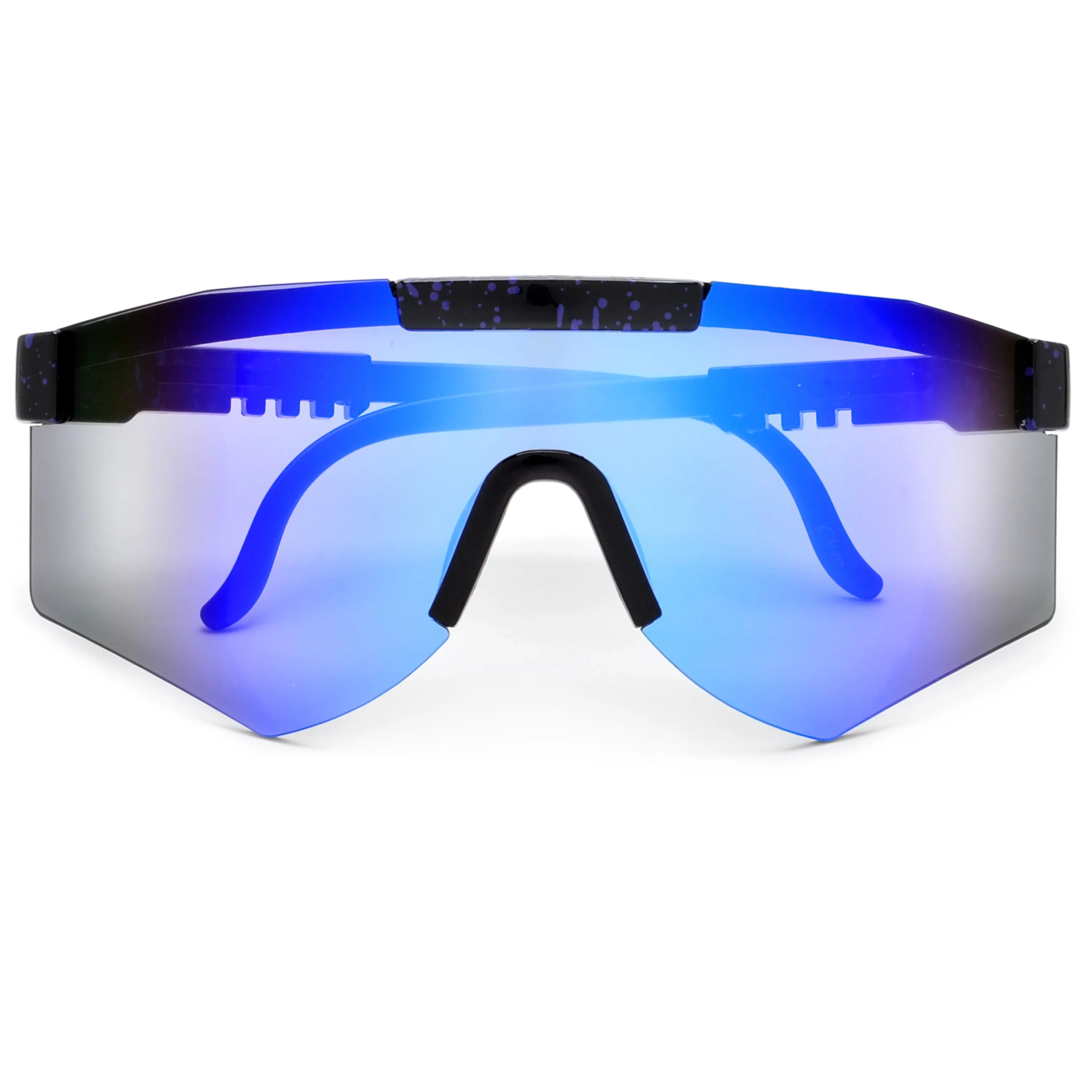 Sporty Rimless Paint Splatter Frame Shields