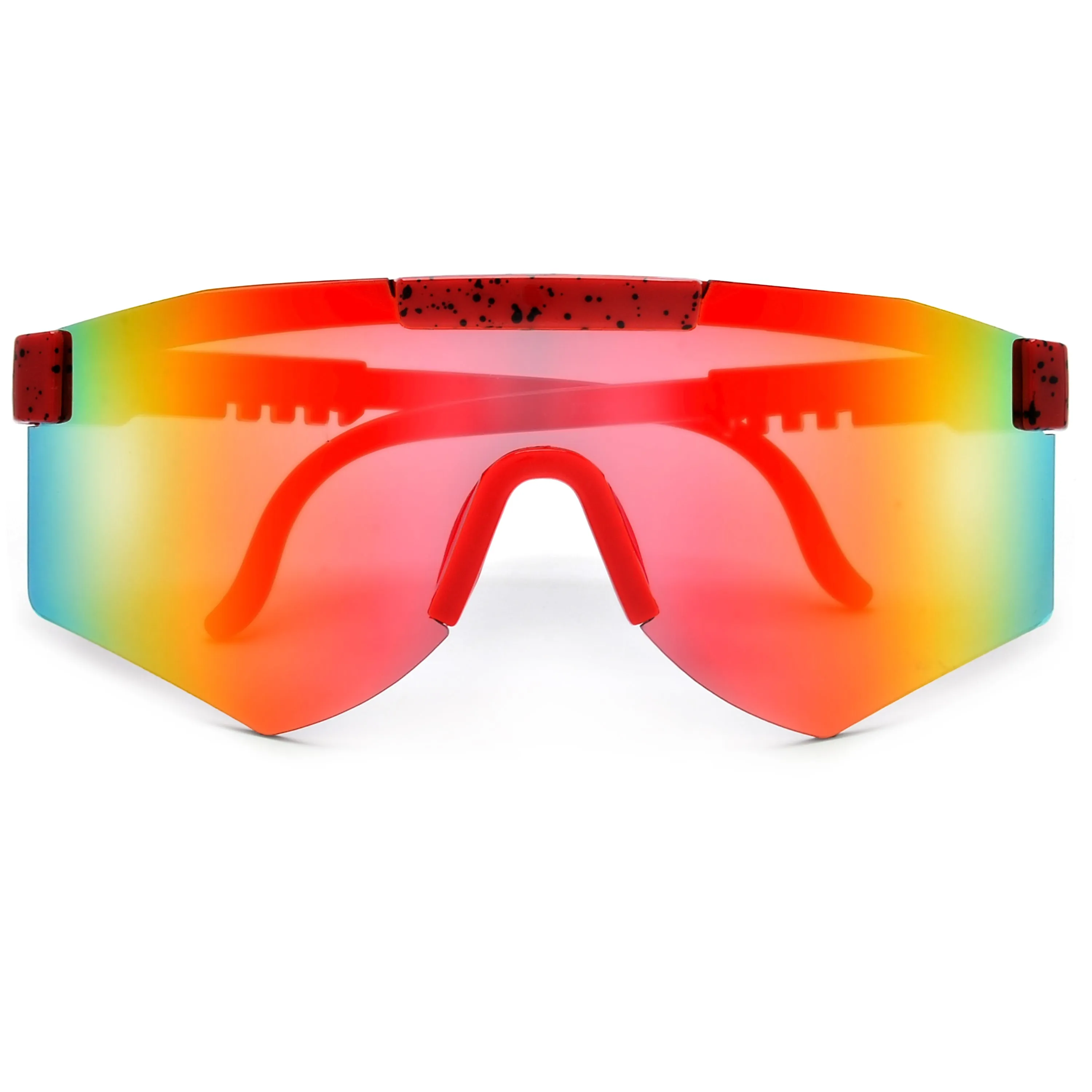 Sporty Rimless Paint Splatter Frame Shields