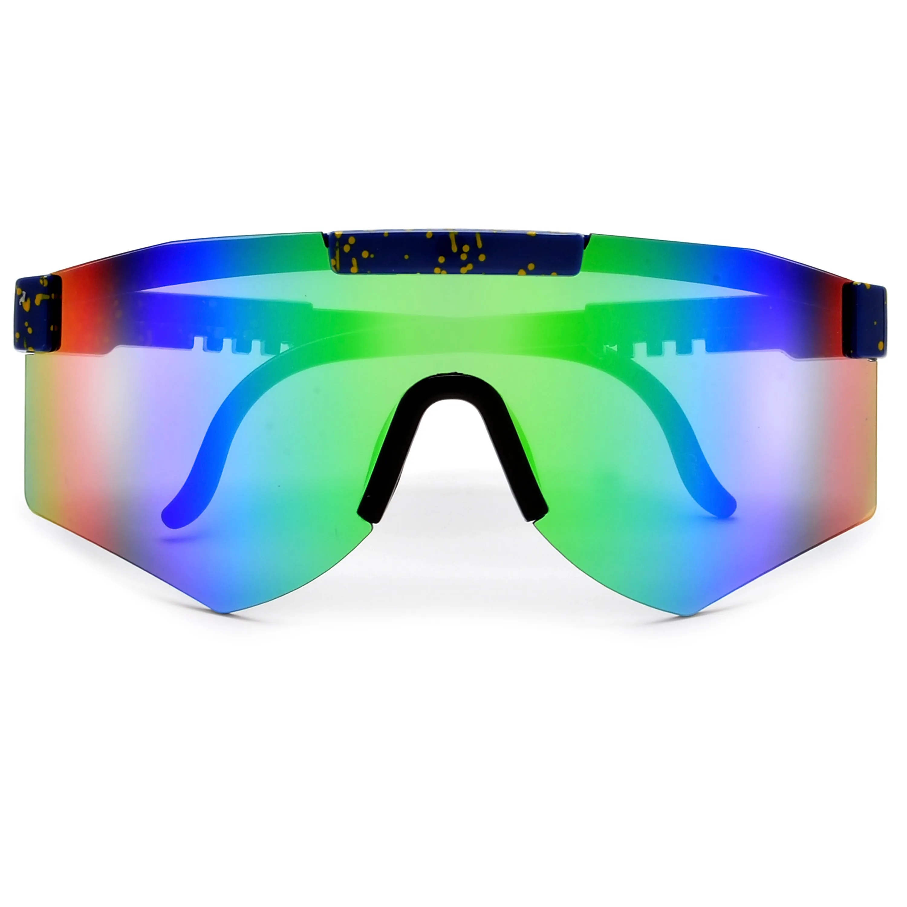 Sporty Rimless Paint Splatter Frame Shields