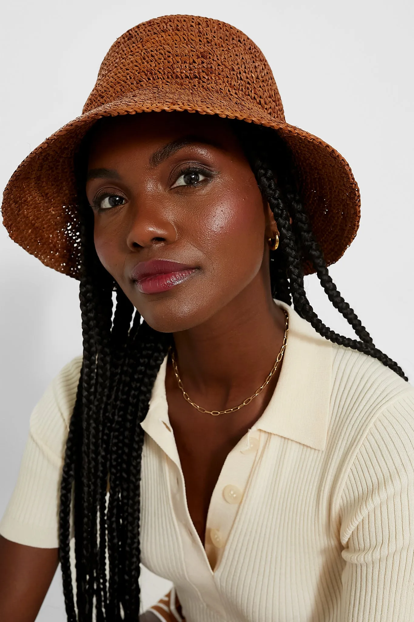 Tan Raffia Bucket Hat