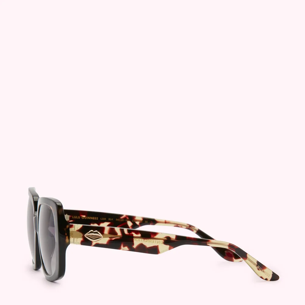 TORTOISE METAL LIP BLOT SUNGLASSES