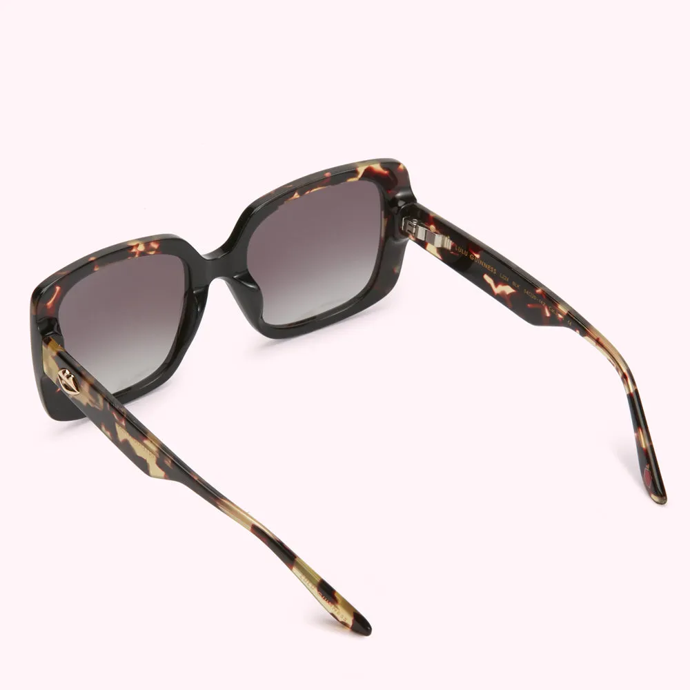 TORTOISE METAL LIP BLOT SUNGLASSES