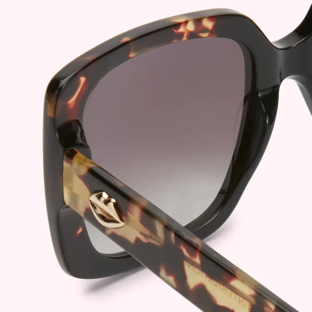 TORTOISE METAL LIP BLOT SUNGLASSES