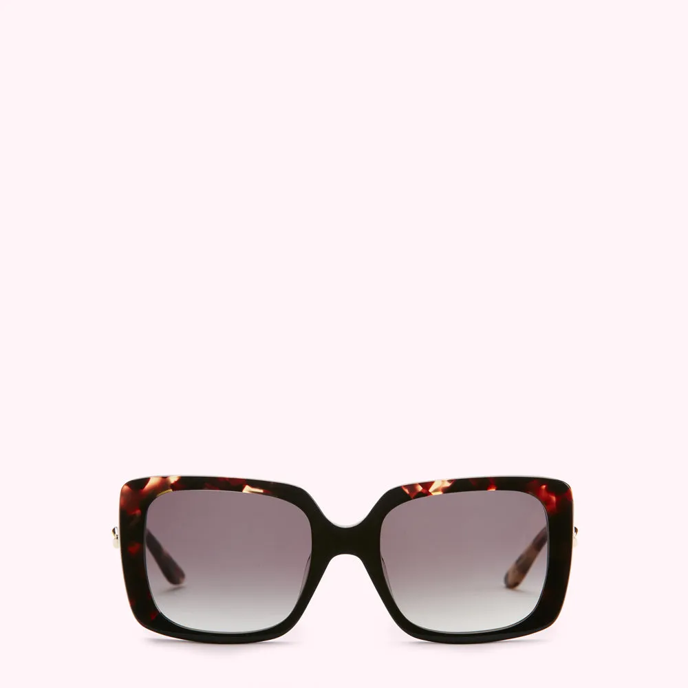 TORTOISE METAL LIP BLOT SUNGLASSES