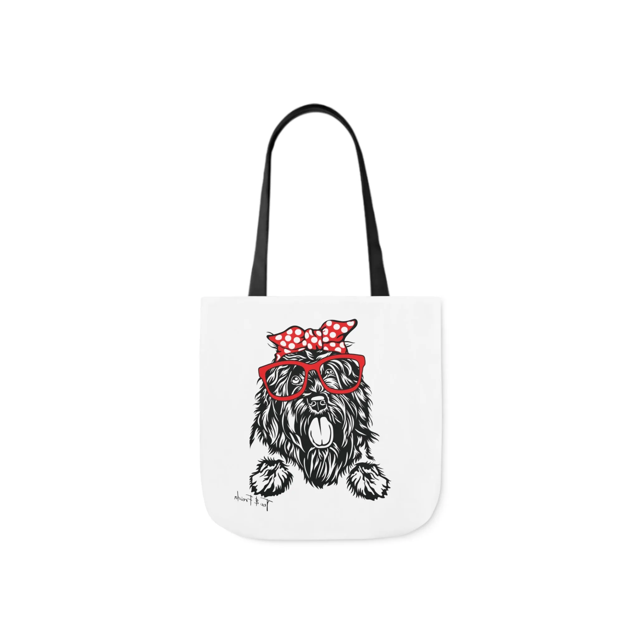 Tote Bag- Portuguese Water Dog - Canvas -Black Straps