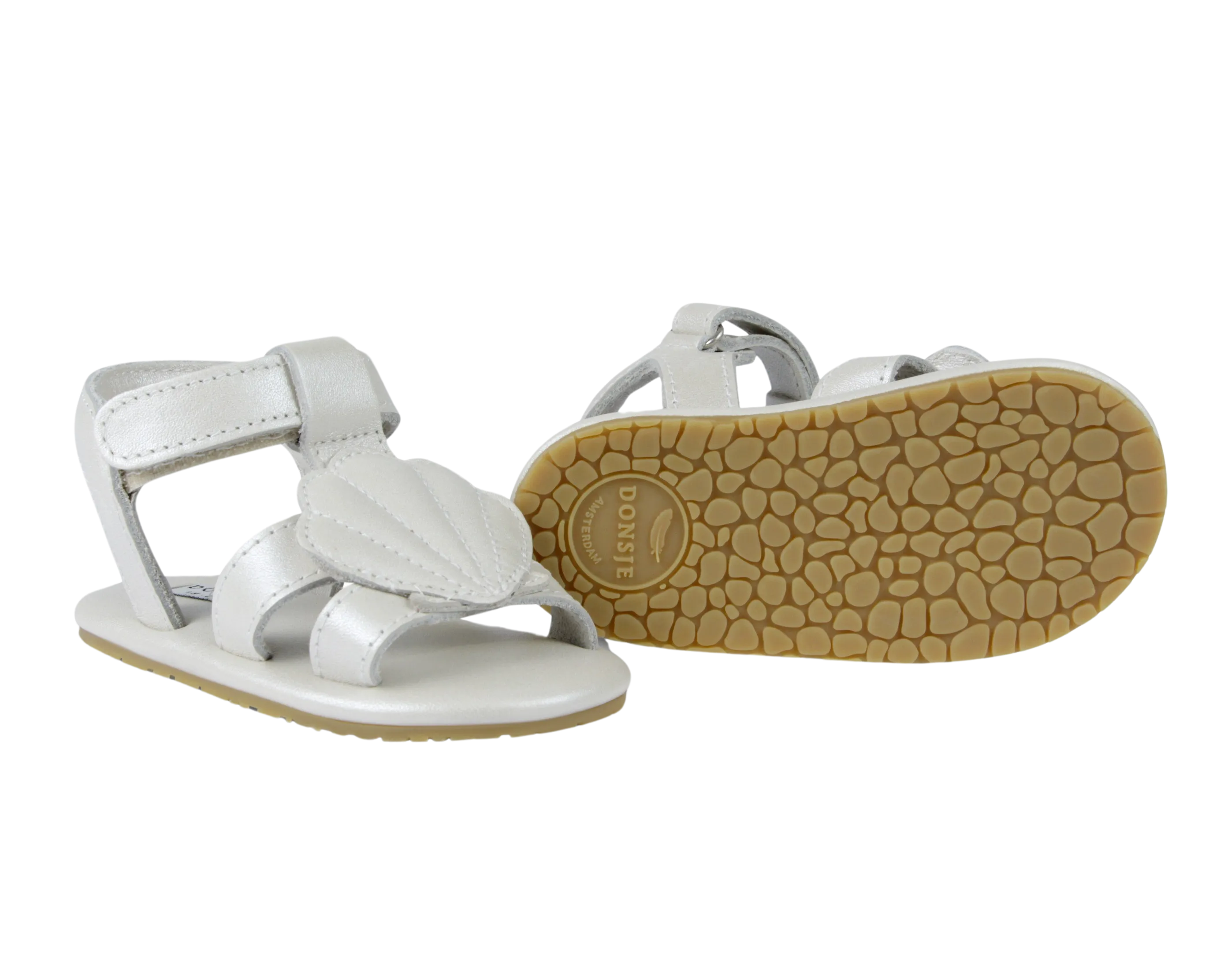 Ushy | Scallop | Off White Metallic Leather