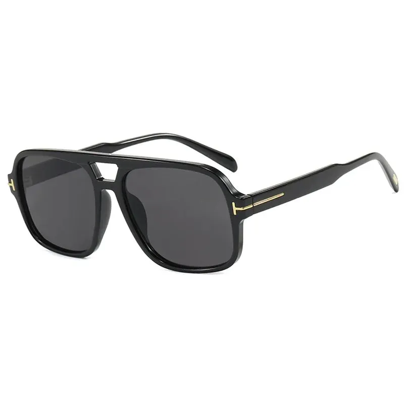 VAIGE Oversized Square Sunglasses with Double Bridges, UV400 Protection, Plastic Frame and Lenses, 60mm Wide and 53mm High