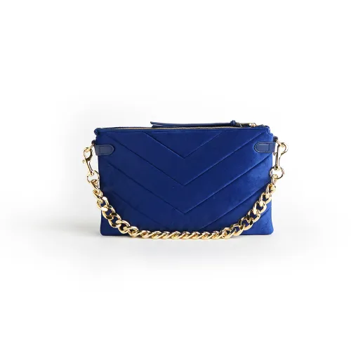 Velvet Envelope Bag with Gold Chain